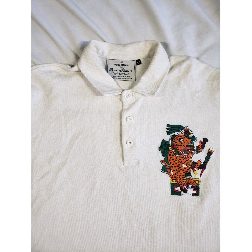 Sports D'epoque Rowing Blazers Heavy Rugby Polo Tepeyollotl Aztec Shirt Mens XXL